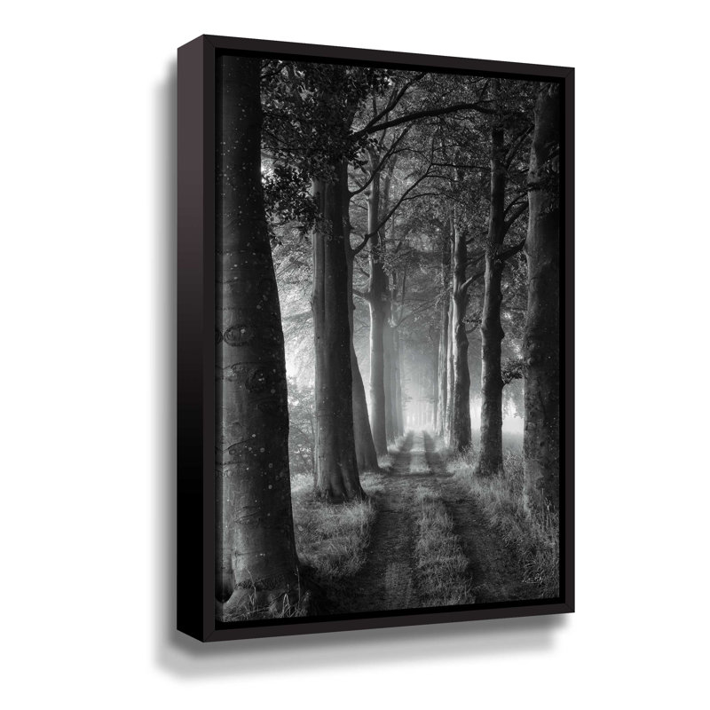 Toile tendue avec forêt, Cadre noir, H 12 po x l 8 po x P 2 po