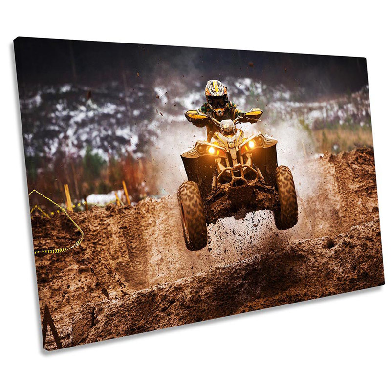 Quad Bike Motocross - Wrapped Canvas Print, 91.4cm H x 137.2cm W x 4cm D