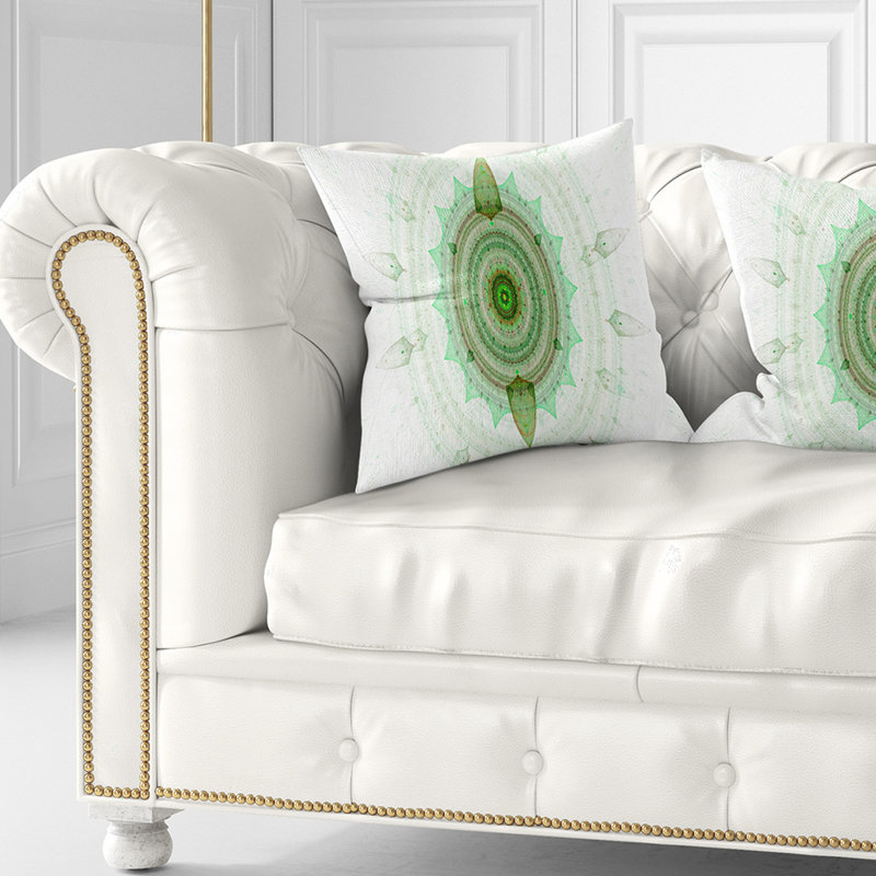 Sphère Cryptique vert clair - coussin imprimé abstrait, 18 po x 18 po, Coussin décoratif