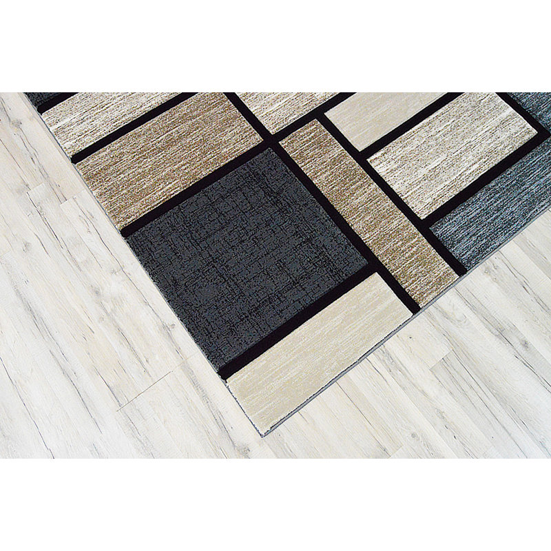 Tapis gris / ivoire Marmolejo, Rectangle 6 pi 6 po x 9 pi 2 po