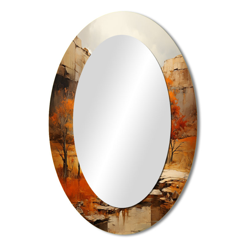 Bold Landscape Canyon Desert IV - Orange Oval Wall Mirror Decor, 36" x 24"