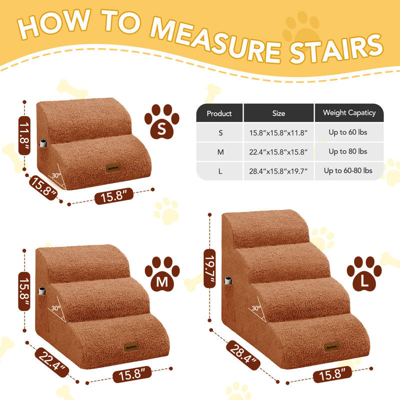 Escalier pour chien Teddy, 2 marches (H 12 po x l 16 po x P 16 po), Brun