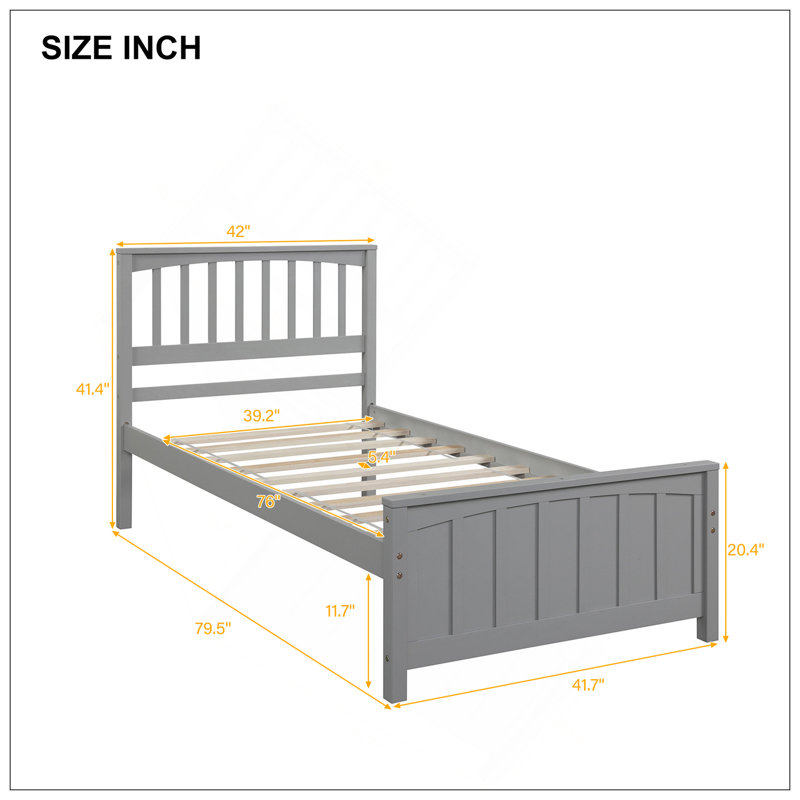 Lit plateforme en bois, gris