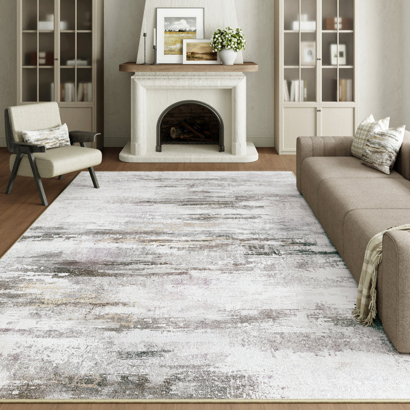 Asher Modern Abstract Machine Washable Area Rug with Non-Slip Backing, Rectangle 9' x 12'