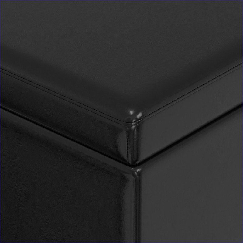 Très grand banc de rangement contemporain en similicuir FlowLuxe Lincoln, Noir