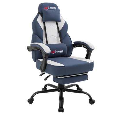 Adjustable Reclining Ergonomic Fabric Gaming Chair with Footrest and Lumber Support