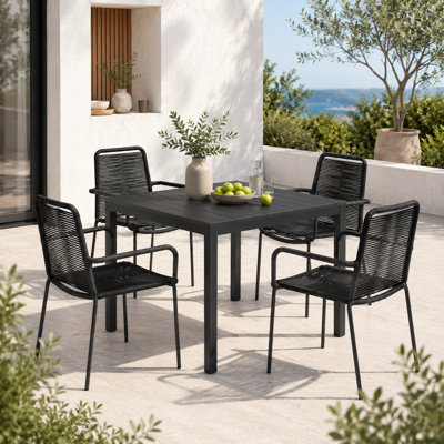 Brittany Stacking Rope-Wrapped Patio Dining Armchair