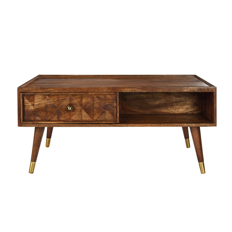 Blanding Solid Wood Four Leg Coffee Table with Storage