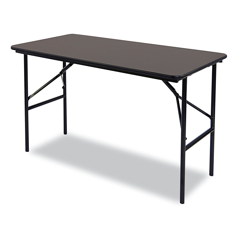 Walnut Laminate Folding Table with Steel Legs, 24" x 48"
