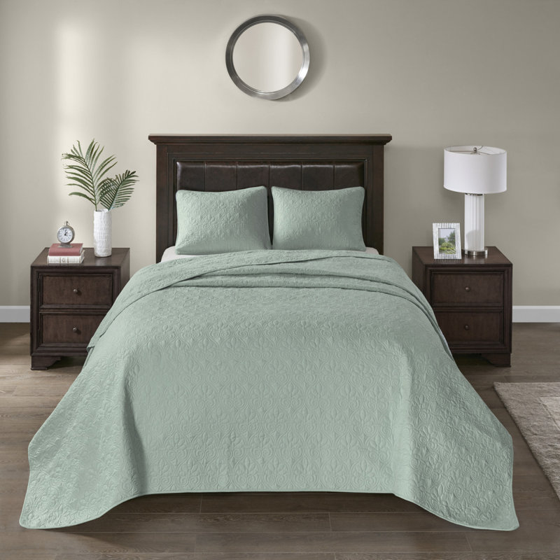 Seafoam King Reversible Microfiber Bedspread Set