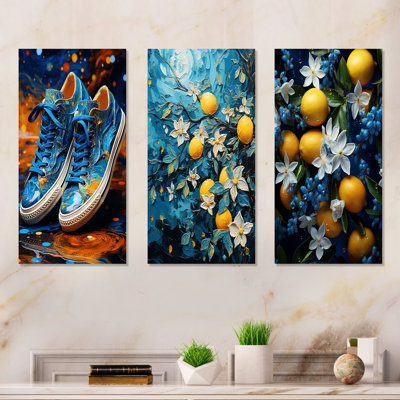 Starfruit Starry Night - Fruits Metal Prints Set Of 3