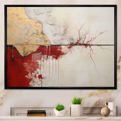 Minimalisme, horizon rouge et or - reproductions d'art murales abstraites