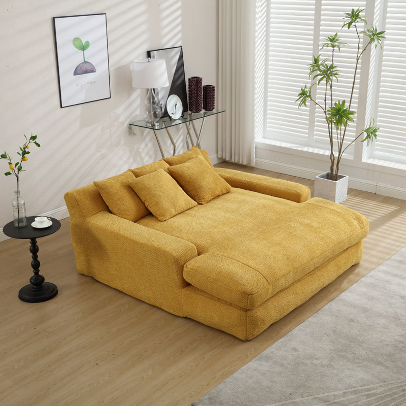 Canapé-lit rembourré Axiel, Jaune moutarde, H 25,2 po x l 66,93 po x P 72,44 po