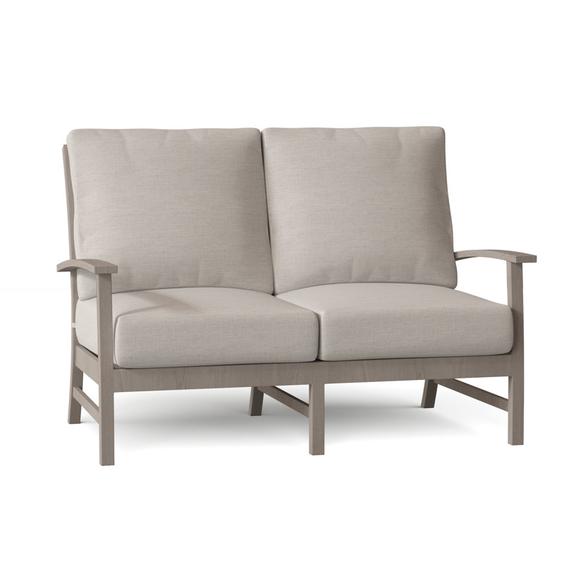 Charleston Aluminum Loveseat - Oyster, Oyster, Linen Dove, Welt