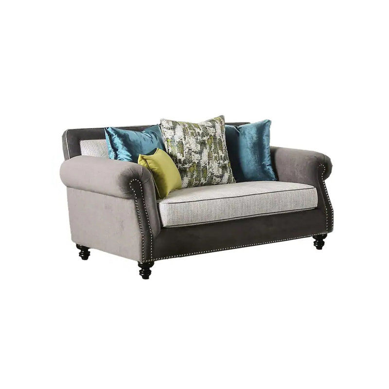 Causeuse transitionnelle l 70,4 po, gris / beige / bleu sarcelle / olive