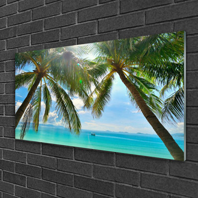 Landscape Palm Tree Sea - No Frame Print on Glass