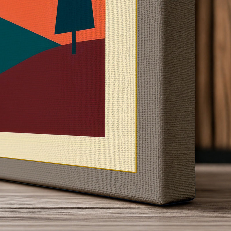 Mountains at Dusk Retro - Wrapped Canvas, 30x20 - 76.2 x 50.8 cm, Taupe Border