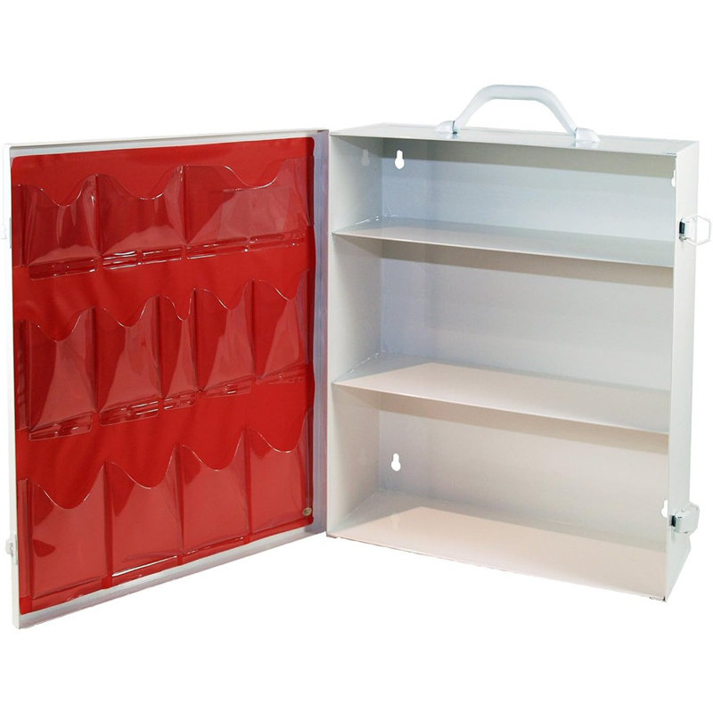 Armoire de premiers soins avec poches - Blanc - Armoire de rangement médicale avec 3 tablettes, 712MTM