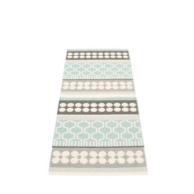 Asta Geometric Area Rug in Pale Turquoise/White/Gray