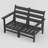 Outdoor 47" HDPE Modular Modern Loveseat With 5" Thick Cushions & Natural Wood Texture-282586624-282586629