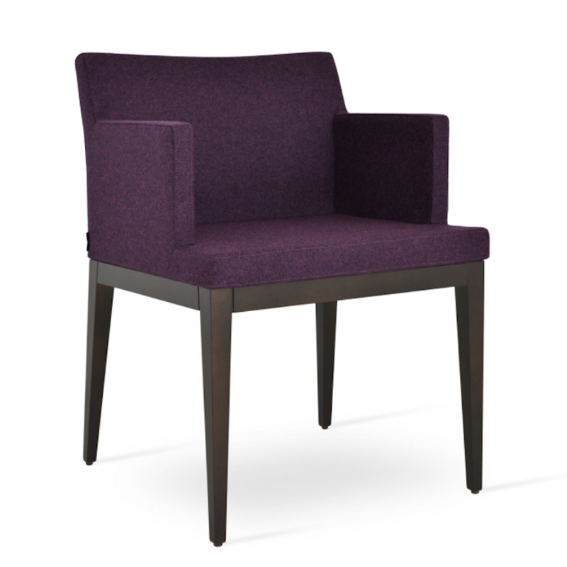 Fauteuil l 22 po Soho, Wengé, Tissu en laine biologique gris charbon