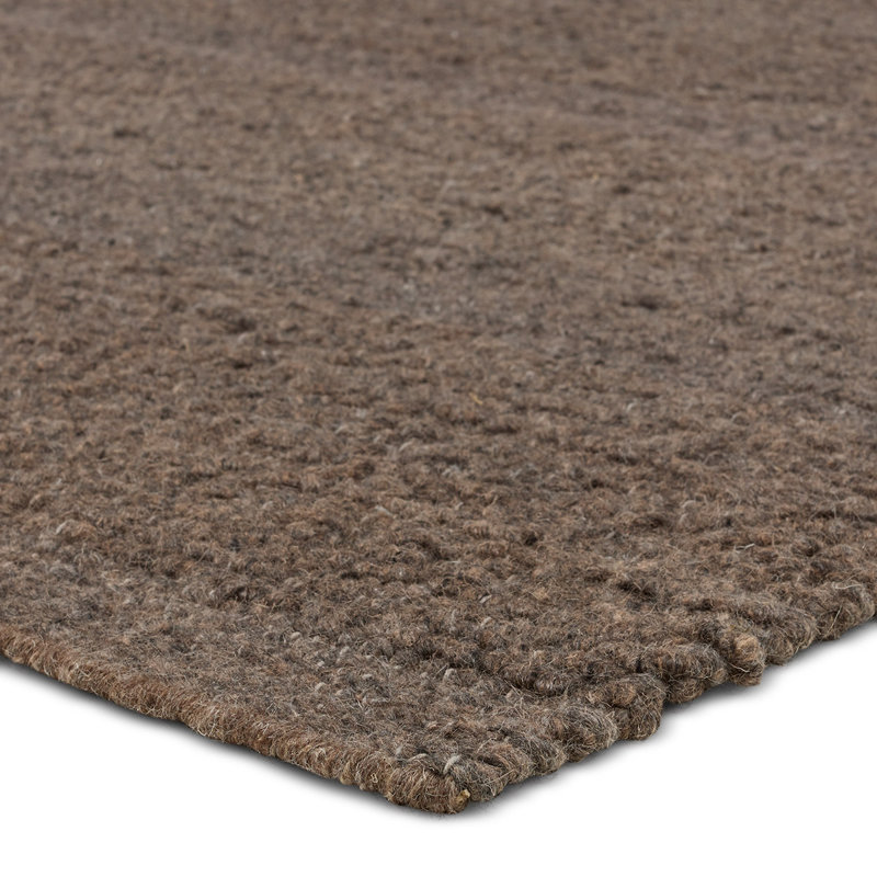 Tapis brun uni en laine tissé à la main Vestra, Rectangle 6 pi x 9 pi