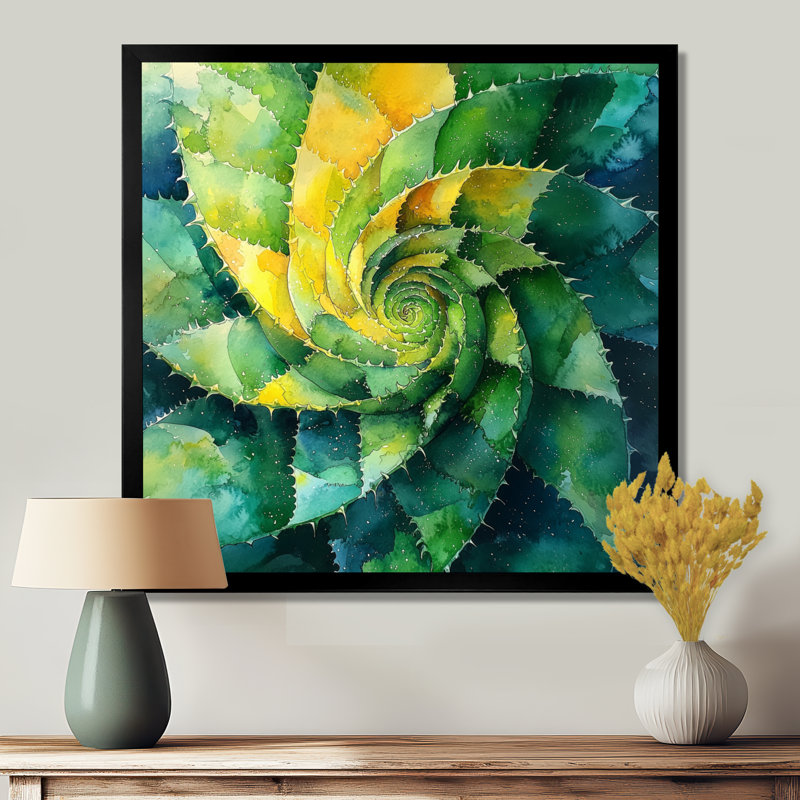 Géométrique, spirale, feuille d'aloès, plante grasse III - plante grasse, H 16 po x l 16 po, Noir, noir, noir, noir