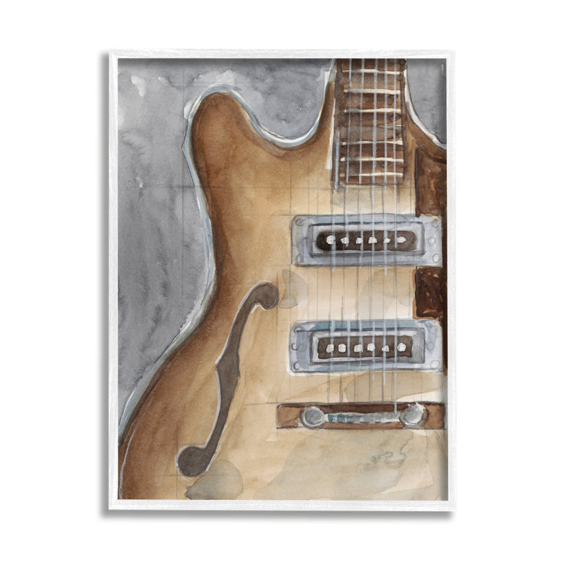 Guitare électrique, art giclée par Ethan Harper, Estampe numérique encadrée blanc bord de mer, H 30 po x l 24 po x P 1,5 po