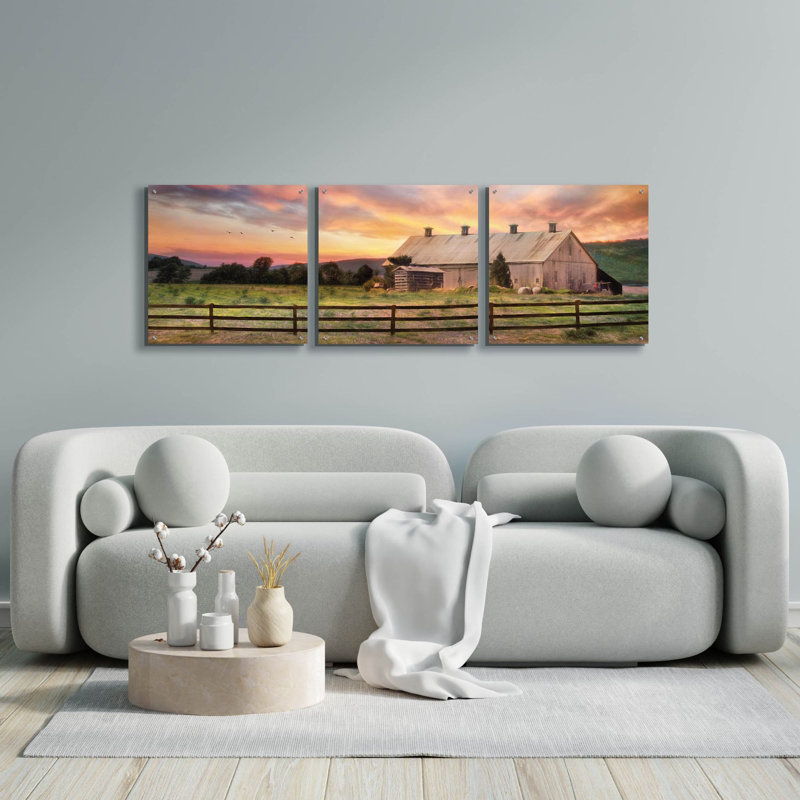 Epic Art «Sunset in the Valley» par Lori Deiter, verre acrylique Wal Art, H 24 po x l 72 po