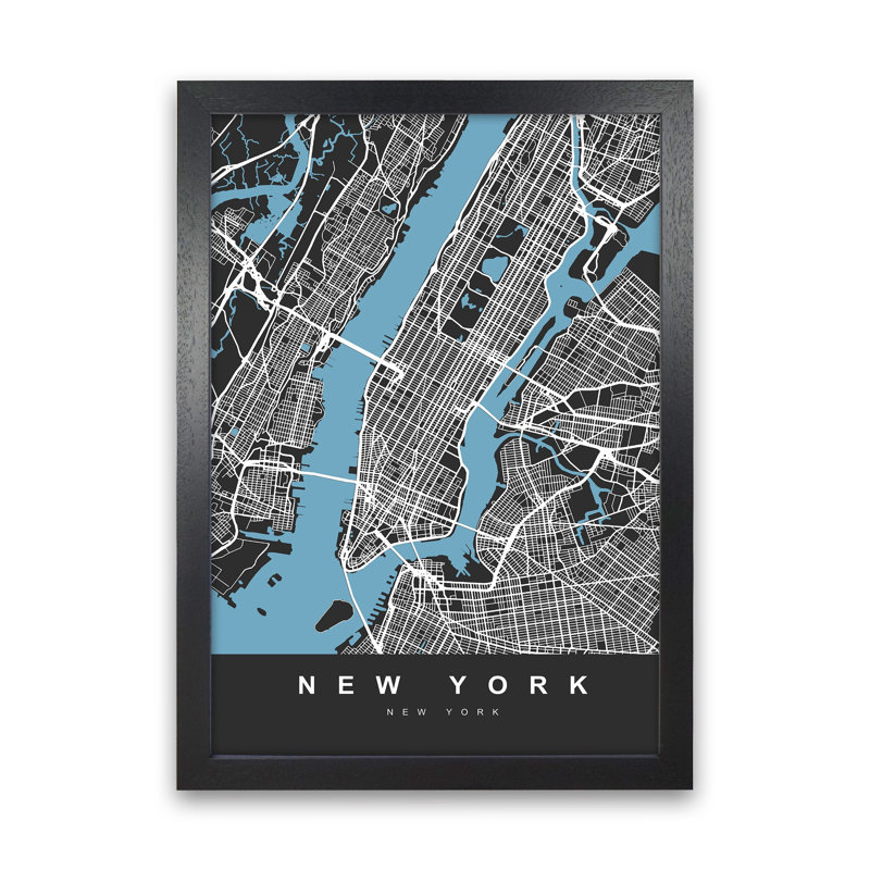 New York II - Print, 88cm H x 64cm W x 3cm D, Black Paper