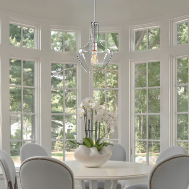 1-Light Modern Teardrop Pendant Light, Nickel