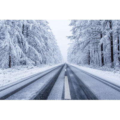 Frozen Road, Hokaido,Japan - Wrapped Canvas Print