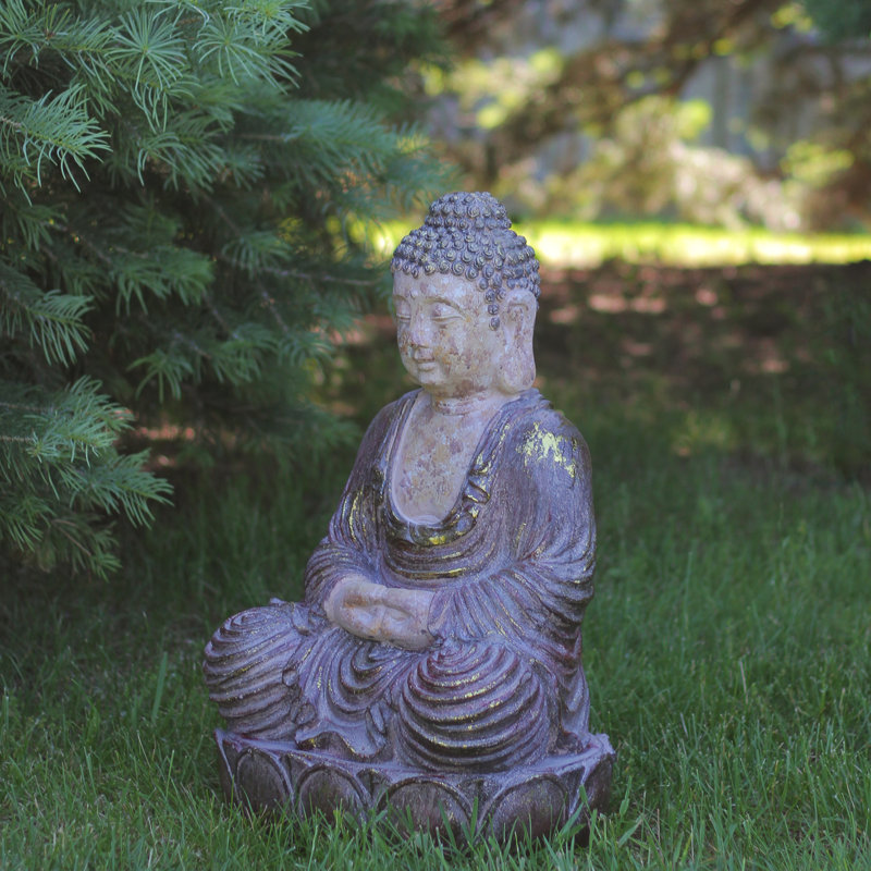 Statue de jardin 22 po bouddha brun et beige