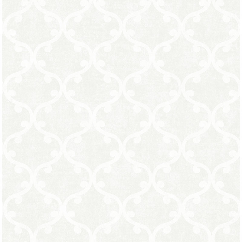 Affinia Scroll Geo 10m x 53cm Wallpaper Roll, White