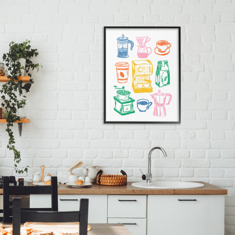 Giclée encadrée «Rainbow Coffee» par JJ Design House LLC, H 20 po x l 16 po, Giclée encadrée noir minuit