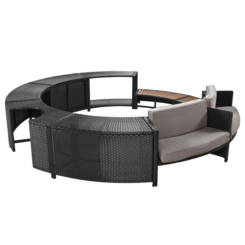 Ensemble de canapé en rotin de spa avec cadre de spa avec espaces de rangement, mini canapé et coussin de patio