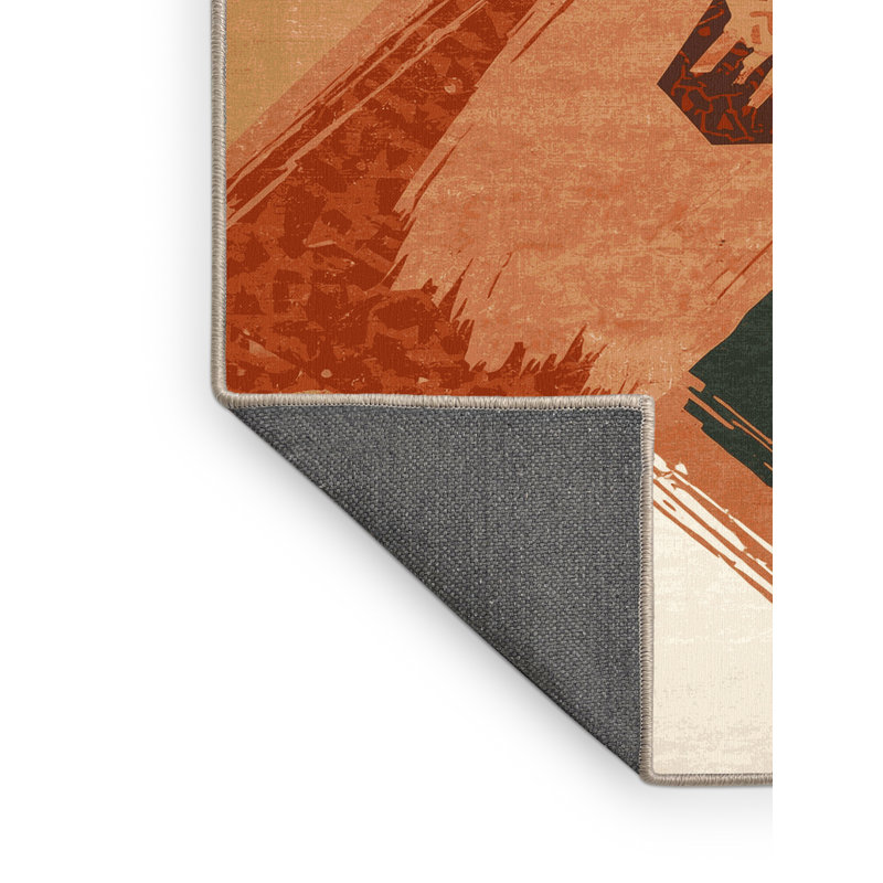 Tapis bohémien doux et moelleux à motif géométrique rose et beige, 4 x 6