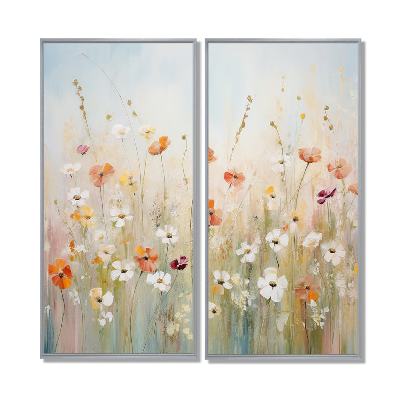 «Meadow Contemporary Wildflowers - Large Meadow», art mural, H 40 po x l 40 po, Reproduction encadrée sans passe-partout