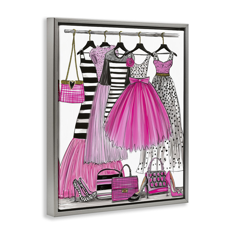Cadre flottant chic avec robes en tulle rose, design par Jess Stempel, Cadre flottant gris lustré, H 21 po x l 17 po