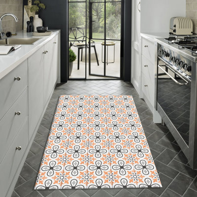Tapis gris / orange / blanc en jute tissé à la machine Porth