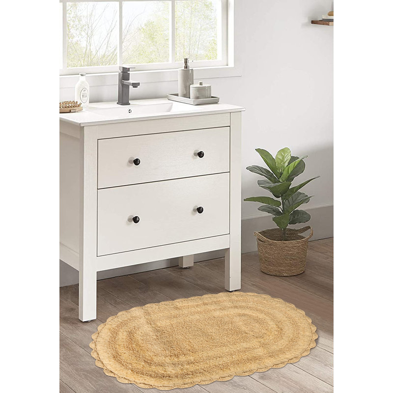 Tapis pour salle de bain 100% coton, Beige