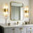 19.7in Dimmable Wall Mounted Sconce with Alabaster Shade,Modern 2-lights Wall Light  with G9 Bulbs-1706068650
