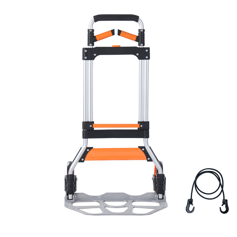 Folding Hand Truck, 309 lbs Load Capacity, Aluminum Portable Cart, Convertible Hand Truck and Dolly with Telescoping Handle and PP+TPR Wheels, Ultra Lightweight Super Strong for Moving Warehouse