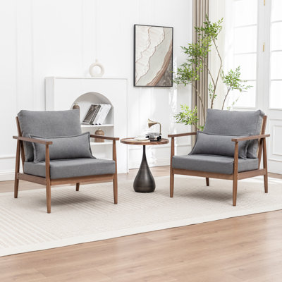 Rayn Solid Wood Upholstered Armchair (Set of 2) by George Oliver