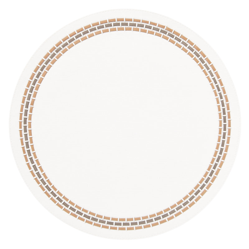 June Vinyl Round Placemats, Beige