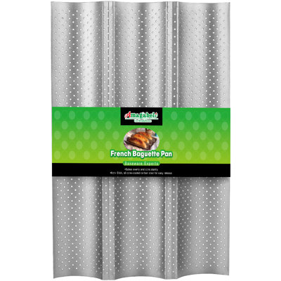 French Baguette Pans for Baking 15”x9.6” Nonstick Carbon Steel 3 Loaf Perforated Bread Tray Bake Mold Toast