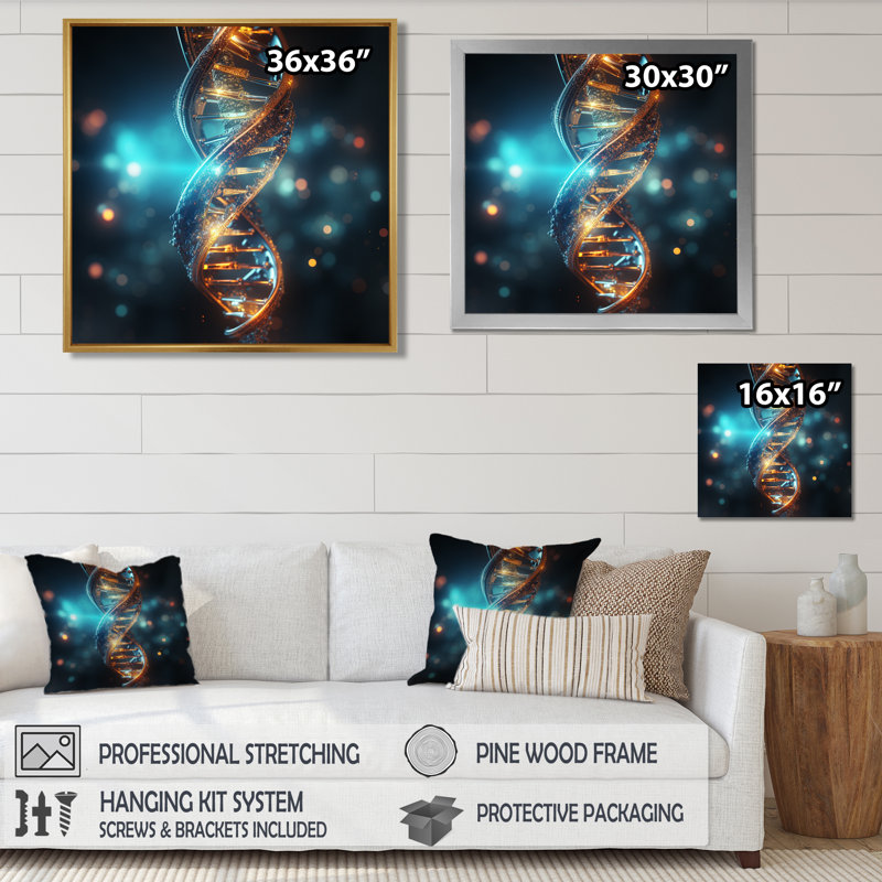 «Helix Sparkling Helix», art abstrait sur toile, Toile avec cadre flottant noir, H 16 po x l 16 po x P 1 po