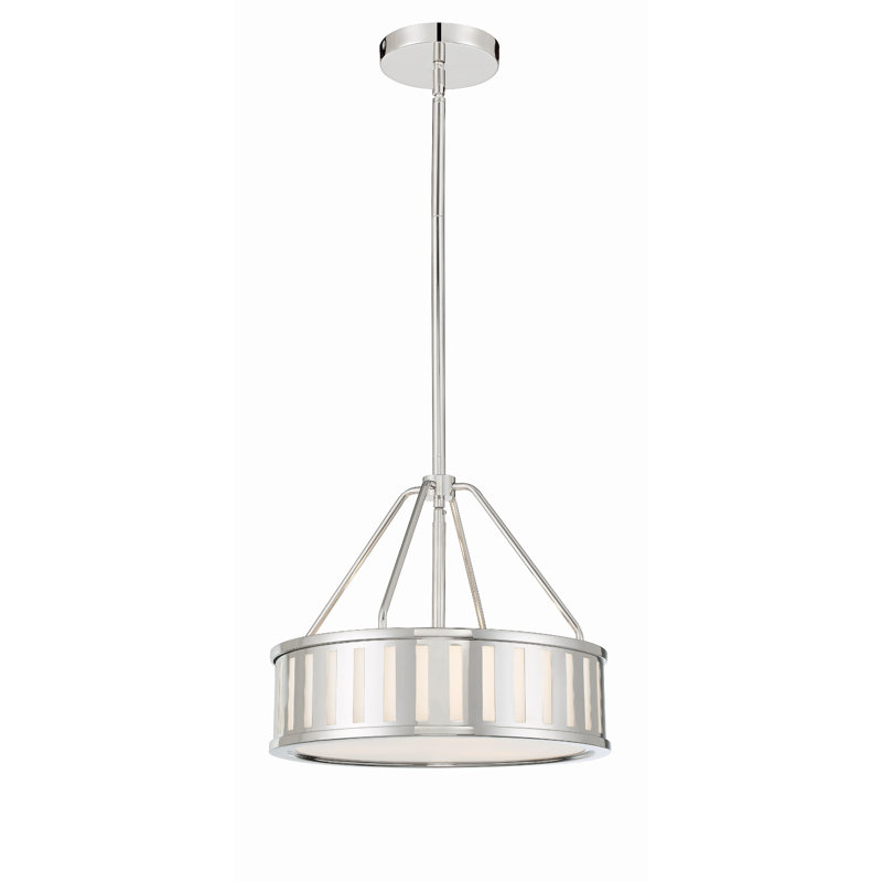 Luminaire suspendu cylindrique 3 lumières Dittman, Nickel