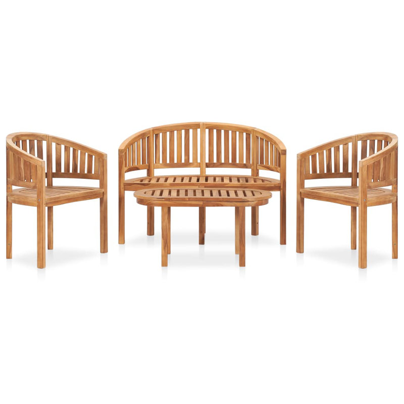 Perea Solid Wood 4 - Person Seating Group