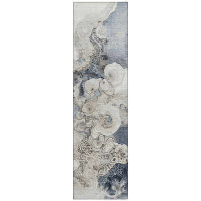 Machine Washable Indoor/Outdoor Xhevrie Ivory Rug